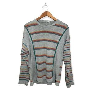 Schiesser Vintage Crew Neck Shirt Mens Medium Long Sleeve‎ Stripes Gray